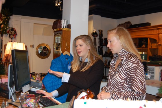 Kathleen teaching me to ring someone up