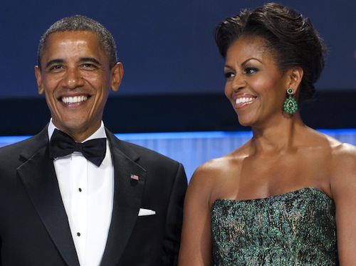Michelle Obama in vintage Kenneth Jay Lane earrings