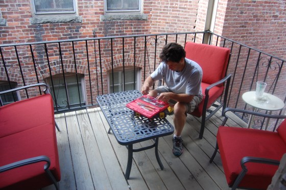 Marc testing out his handywork