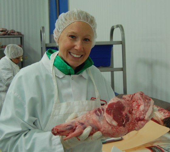 Look at that happy girl with her lamb leg