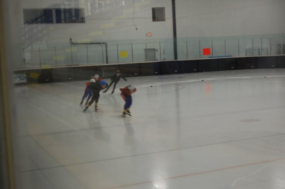The Bay State Speed Skaters going really fast