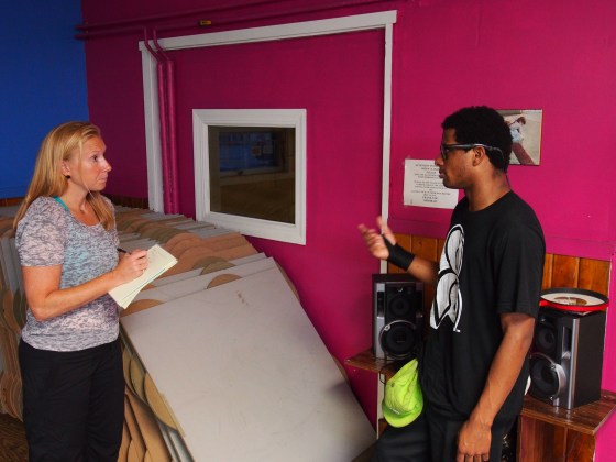 Being the consumate reporter that I am, my lesson with Dragon began with an interview. Photo courtesy of Geoff Brownell