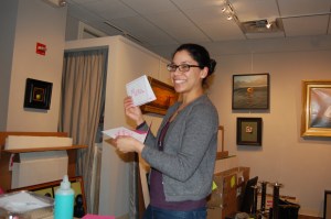 Sarah explaining our stationary-making lesson