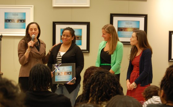 My dear friend Laura, in green, with one of her victims, Jennifer